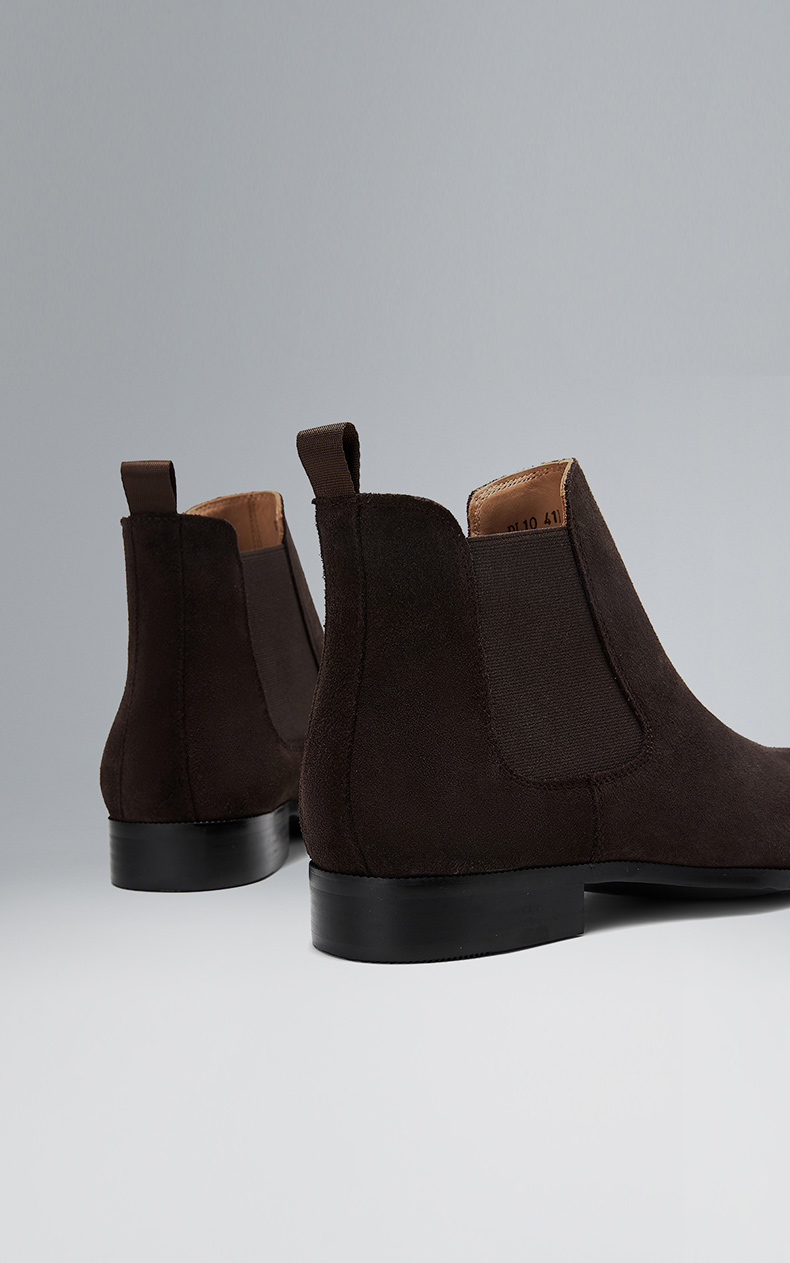 creations/柏品 lite 翻毛牛皮尖头时尚切尔西靴 商务头层真牛皮皮鞋