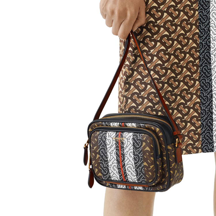 burberry/博柏利 专属标识条纹环保帆布相机包80183621