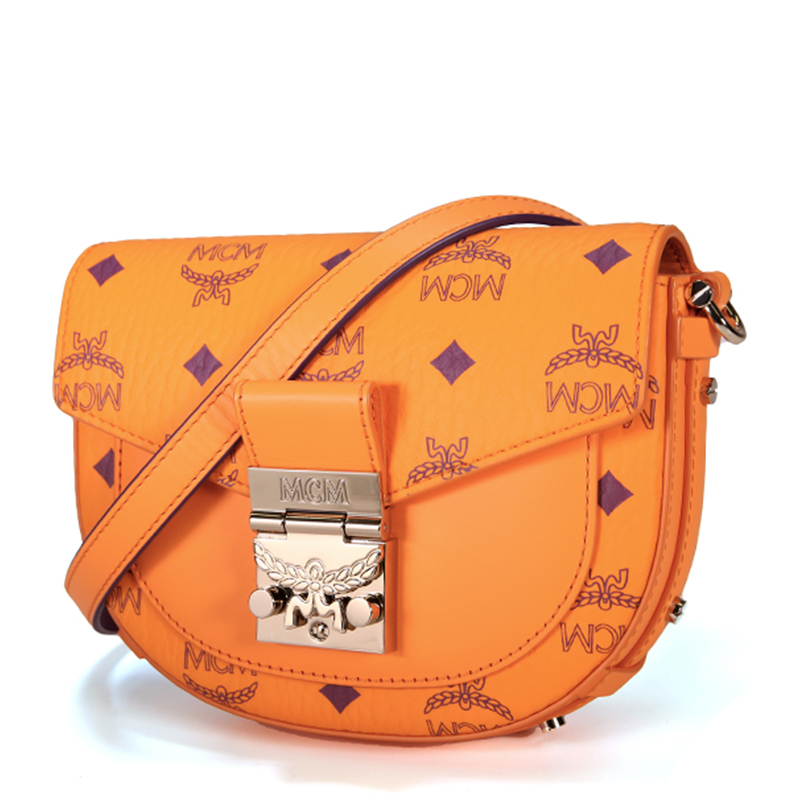 mcm/mcm女士经典logo半圆形单肩斜挎马鞍包