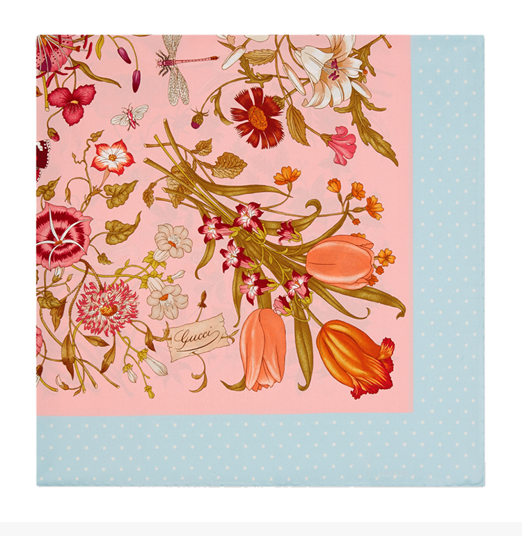 gucci/古驰 【20秋冬新款】女士粉红色花卉印花真丝围巾丝巾 577840