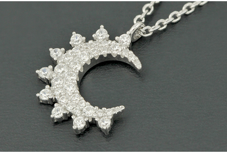 monaco月亮锁骨项链 ac5522ox 简约时尚吊坠 送女友礼物气质银首饰品
