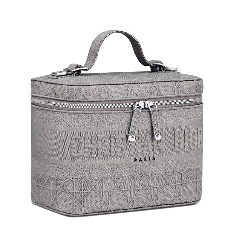 迪奥 2020新款vanity dior系列 浅灰色绣有cannage图案旅行化妆袋 s