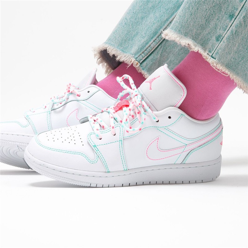 nike/耐克 air jordan 1 low gs 女款 aj1 白粉绿 南海岸 糖果小清新