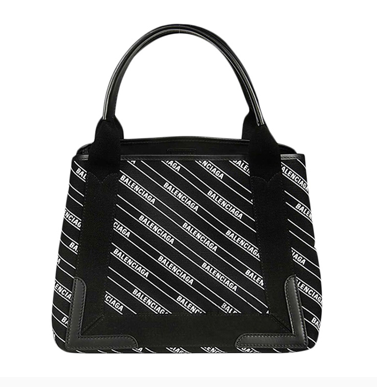 balenciaga/巴黎世家 女士时尚logo印花棉麻拼牛皮手提包