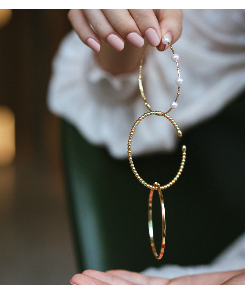 chic chu fine jewelry/即刻寻宝 18k黄金椭圆弹力手镯珠宝时尚百搭送