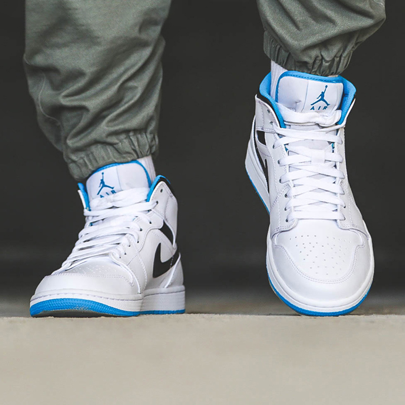 nike/耐克 air jordan 1 mid "laser blue" 男款 aj1 激光蓝 中帮