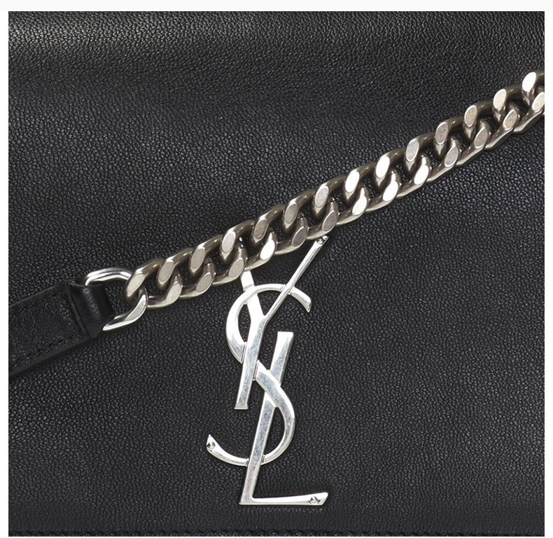 saint laurent paris 圣罗兰 女士牛皮黑色经典logo单肩包链条包