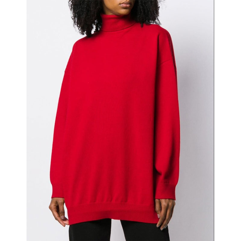 balenciaga/巴黎世家 字母logo图案装饰 女士红色棉质针织衫/毛衣