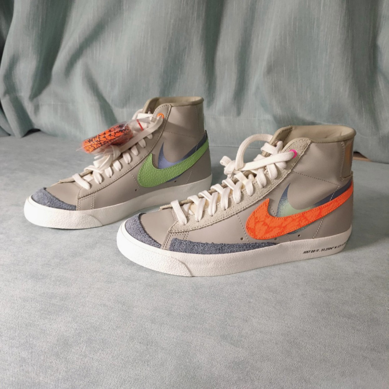 nike耐克 blazer mid 77 20秋冬 男款 开拓者 双钩 灰橙 沪上海限定