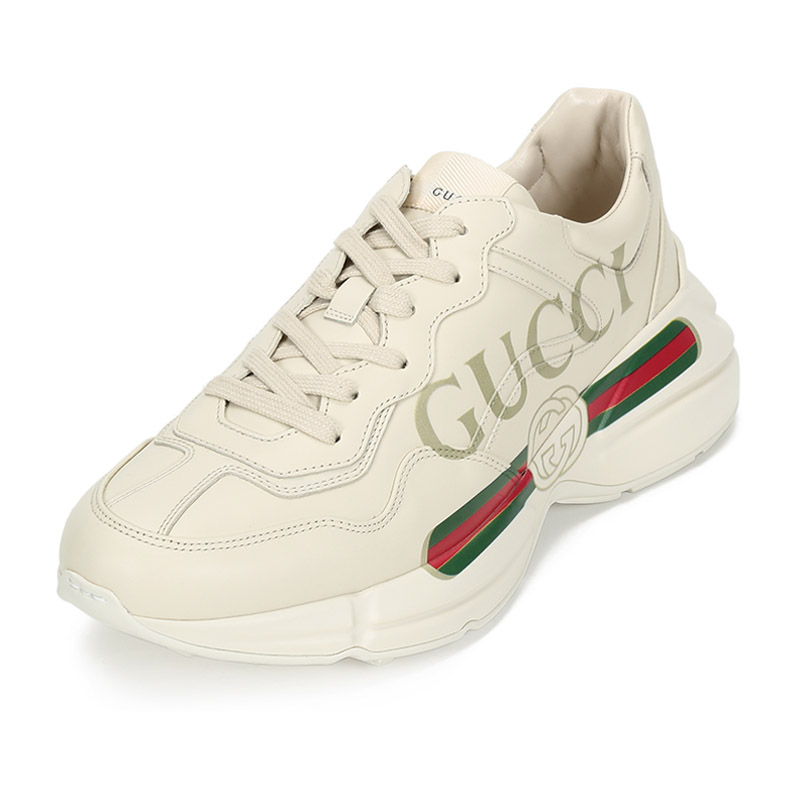 【现货秒发】gucci/古驰 男士rhyton系列皮革系带休闲运动鞋老爹鞋