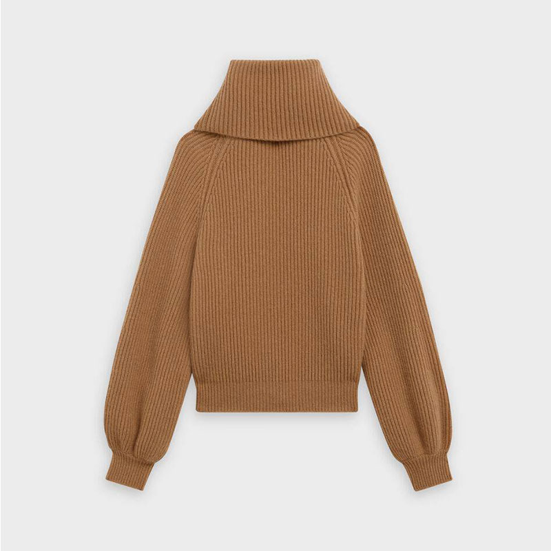 celine/赛琳 思琳女装 20秋冬 女士经典羊绒英式领毛衣罗纹包边针织衫