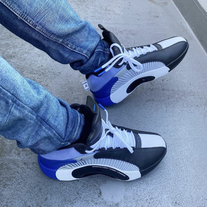 nike/耐克 fragment design x aj35 男款 藤原浩 黑白蓝 小闪电 联名