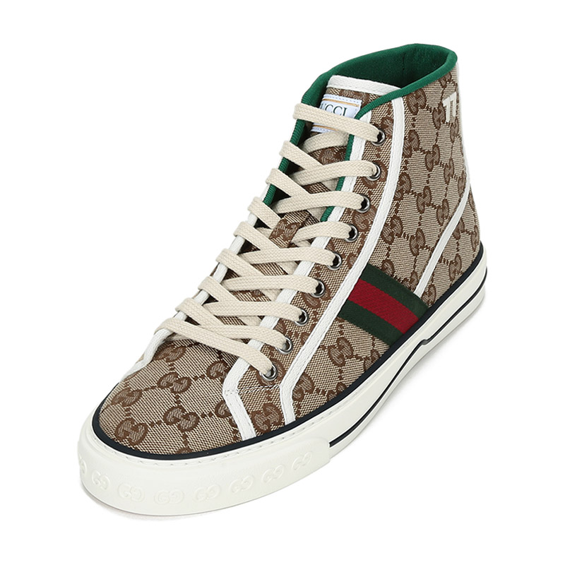 gucci/古驰 男士gucci tennis 1977系列人造帆布高帮系带休闲运动鞋