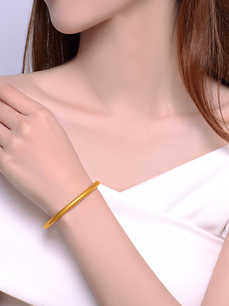 laomiaojewelry/老庙黄金古法光面手镯轻奢优雅古法工