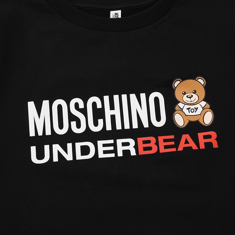 moschino/莫斯奇诺 女士黑色棉质经典时尚百搭秋冬圆领连衣裙 za