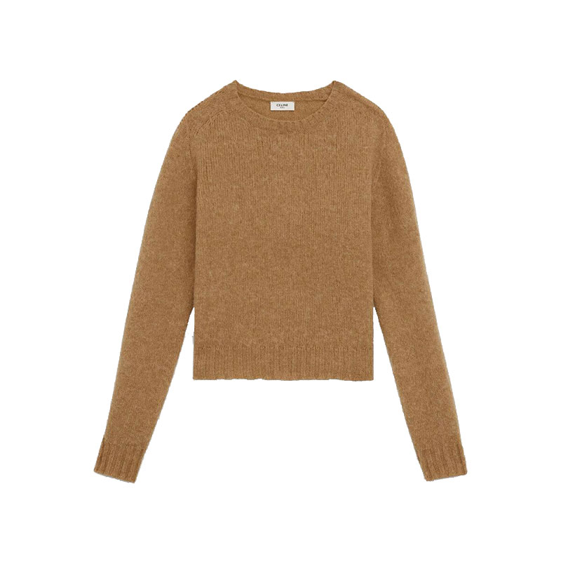 【包税】celine/赛琳 思琳女装 女士棕色羊毛圆领针织衫/毛衣 2a64