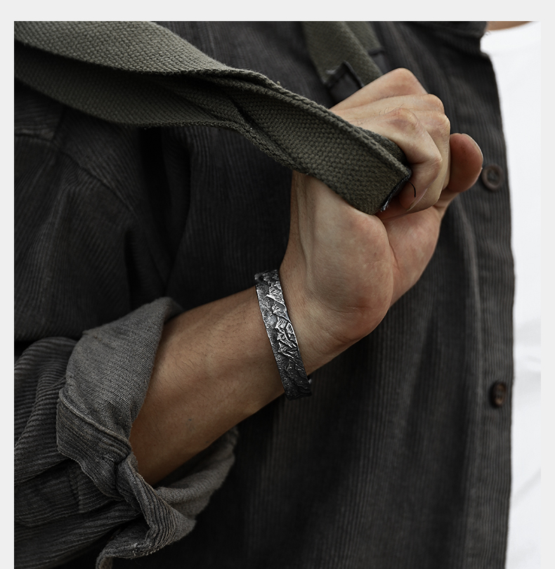 colimida/口力米大 独立设计山海手镯男999纯银复古霸气手工定制手环