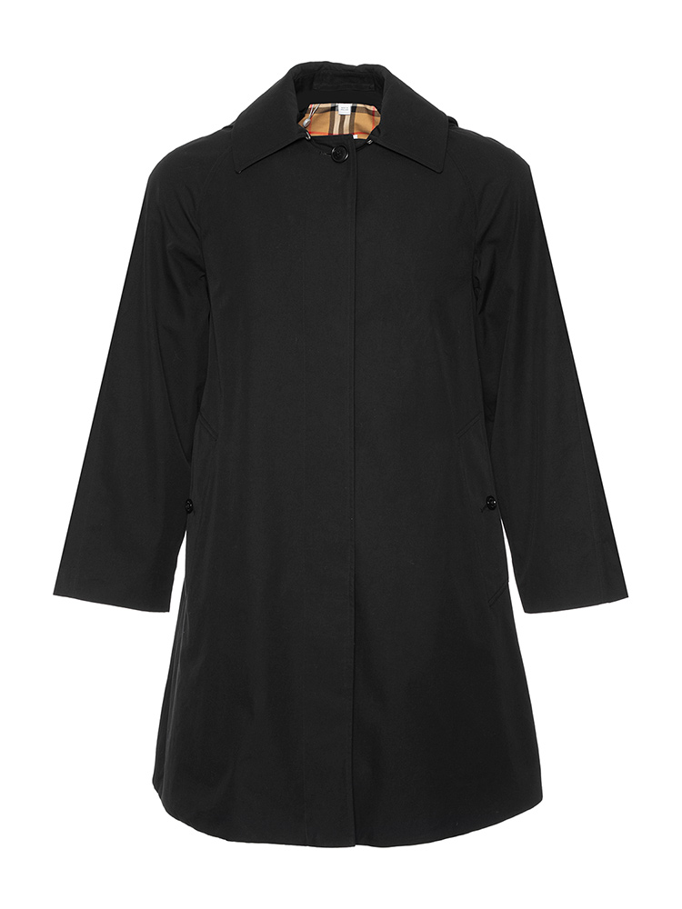 burberry 巴宝莉 纯棉黑色可拆卸连帽女士大衣 风衣 外套 女装