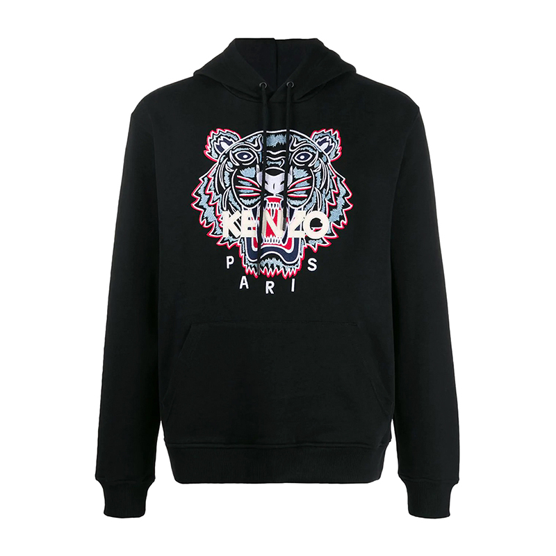 kenzo/高田贤三 男士经典款老虎头tiger黑色连帽衫长袖
