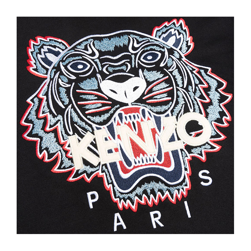 kenzo/高田贤三 男士经典款老虎头tiger黑色连帽衫长袖t恤 5sw4154x