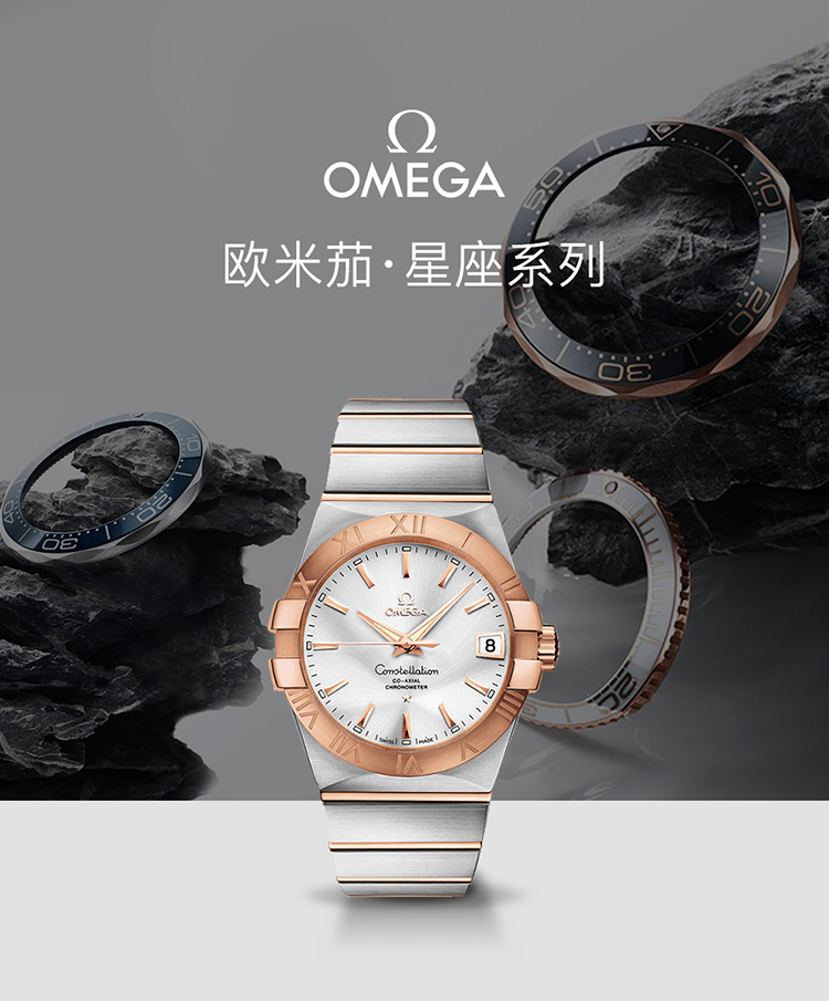 OMEGA/欧米茄瑞士手表 星座系列日历自动机械男士腕表 钢带银盘123.20.38.21.02.001