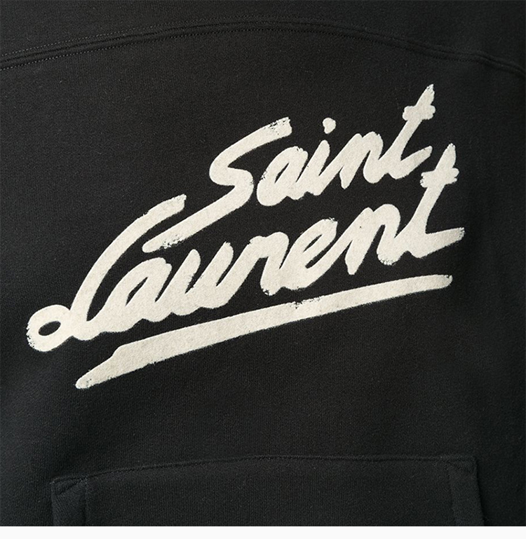 laurent paris 圣罗兰 女装 服饰 黑色经典logo印花图案连帽卫衣 女