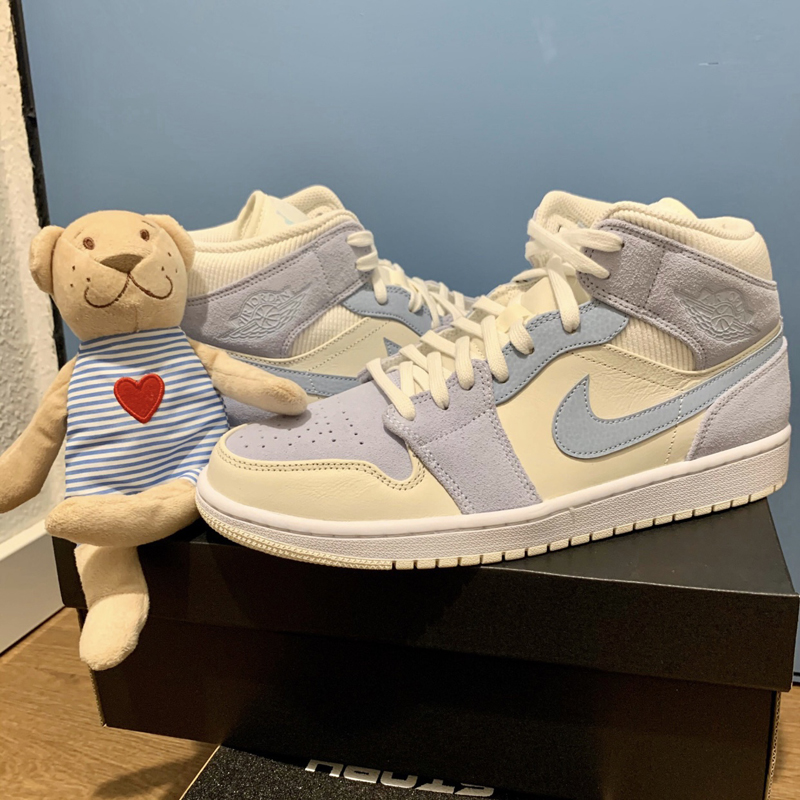nike/耐克 air jordan 1 mid 男女同款 aj1 灰蓝 小巴黎 灯芯 限定