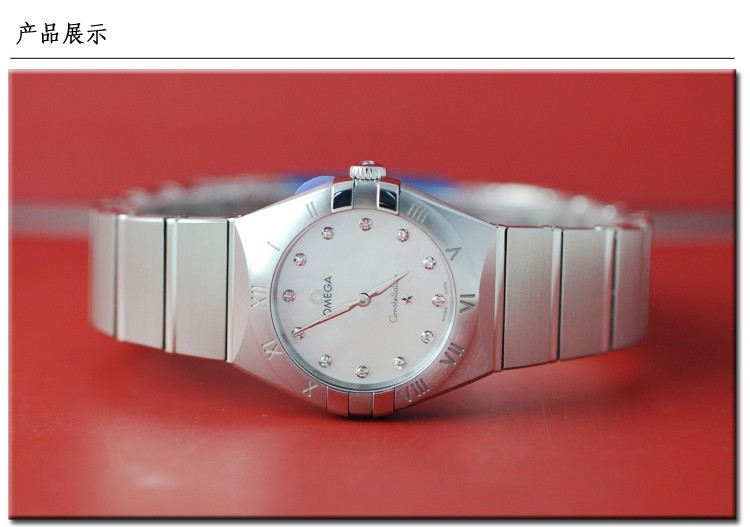 OMEGA/欧米茄瑞士手表 星座系列曼哈顿镶钻石英女士腕表 钢带银盘131.10.28.60.55.001