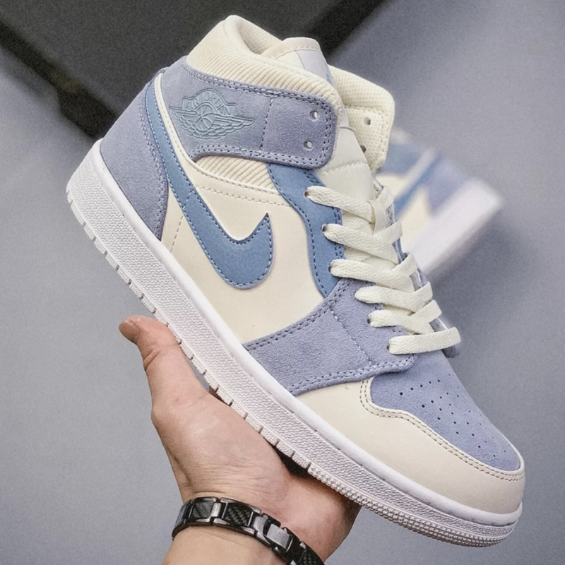nike/耐克 air jordan 1 mid 男女同款 aj1 灰蓝 小巴黎 灯芯 限定