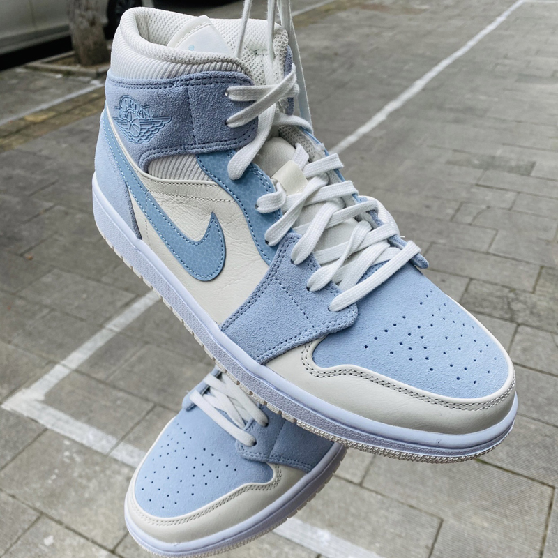 nike/耐克 air jordan 1 mid 男女同款 aj1 灰蓝 小巴黎 灯芯 限定