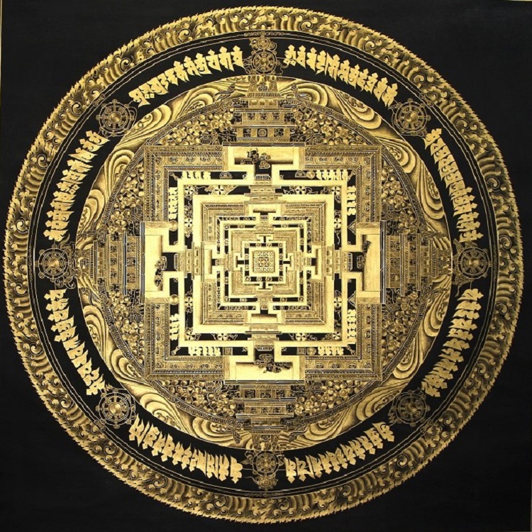 jinxuanzi/金玄紫 吉祥转运坛城黑金唐卡可挂玄关客厅