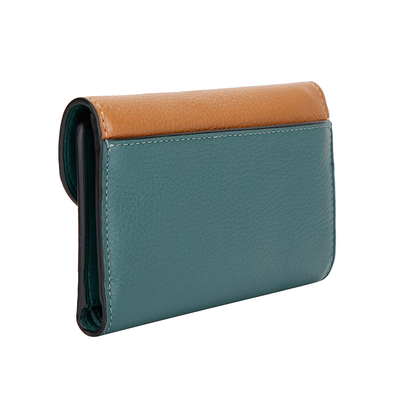 【coach蔻驰 钱包】【大陆现货秒发】coach/蔻驰女士短款棕绿拼色皮质