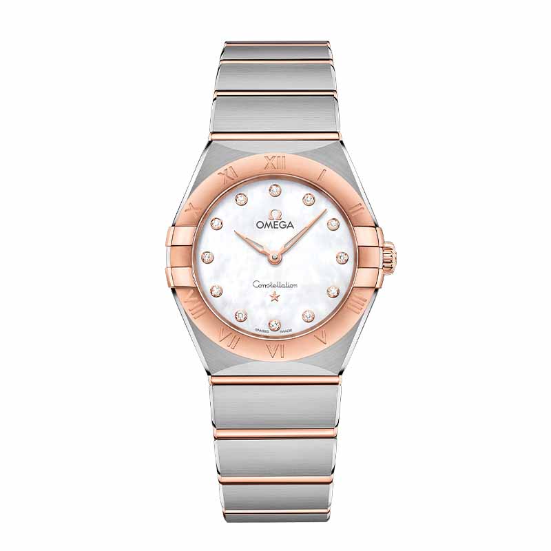 OMEGA/欧米茄瑞士手表 星座系列曼哈顿镶钻石英女士腕表 钢带白盘131.20.28.60.55.001