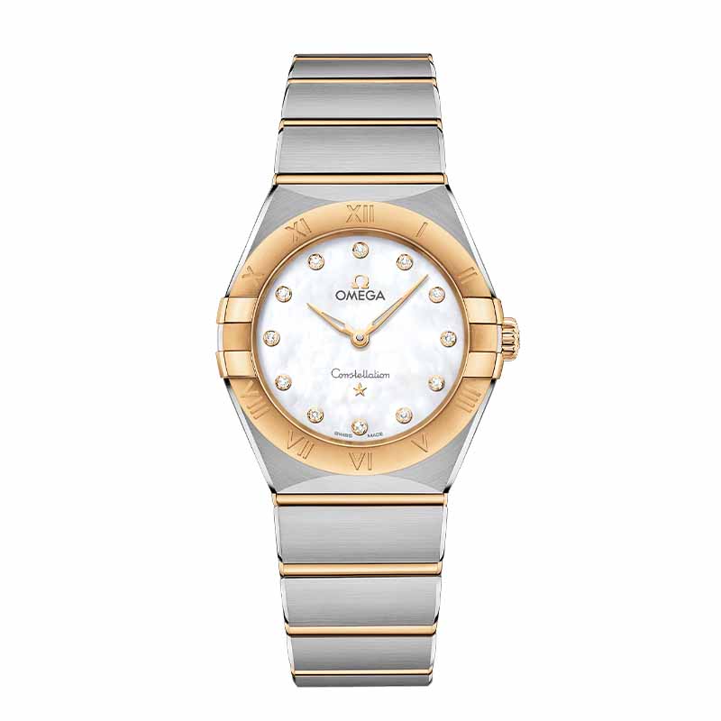 OMEGA/欧米茄瑞士手表 星座系列曼哈顿镶钻石英女士腕表 钢带白盘131.20.28.60.55.002