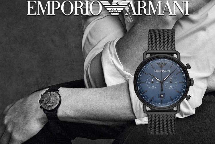 Emporio Armani/安普里奥阿玛尼 情侣对表欧美经典时尚简约情侣石英男女表 星辰女表AR11091+飞行员AR11201