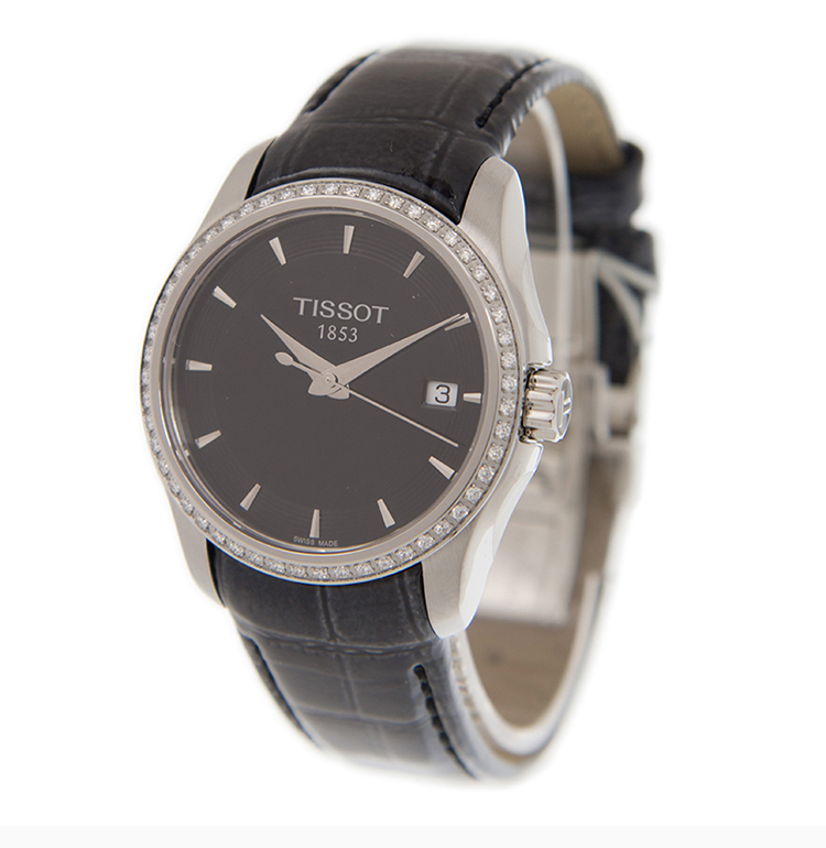 TISSOT/天梭 钛系列女士黑色表带精钢折叠扣石英表腕表手表女表 T035.210.66.051.00