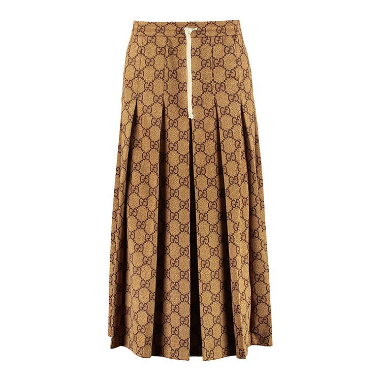 gucci/古驰 20秋冬 经典双g 女士棕色针织半身裙 526514 x7c31 2035