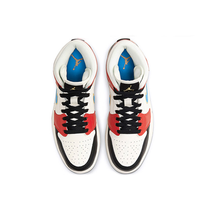 nike/耐克 air jordan 1 mid aj1 男女同款 金属飞翼 黑蓝红 中帮