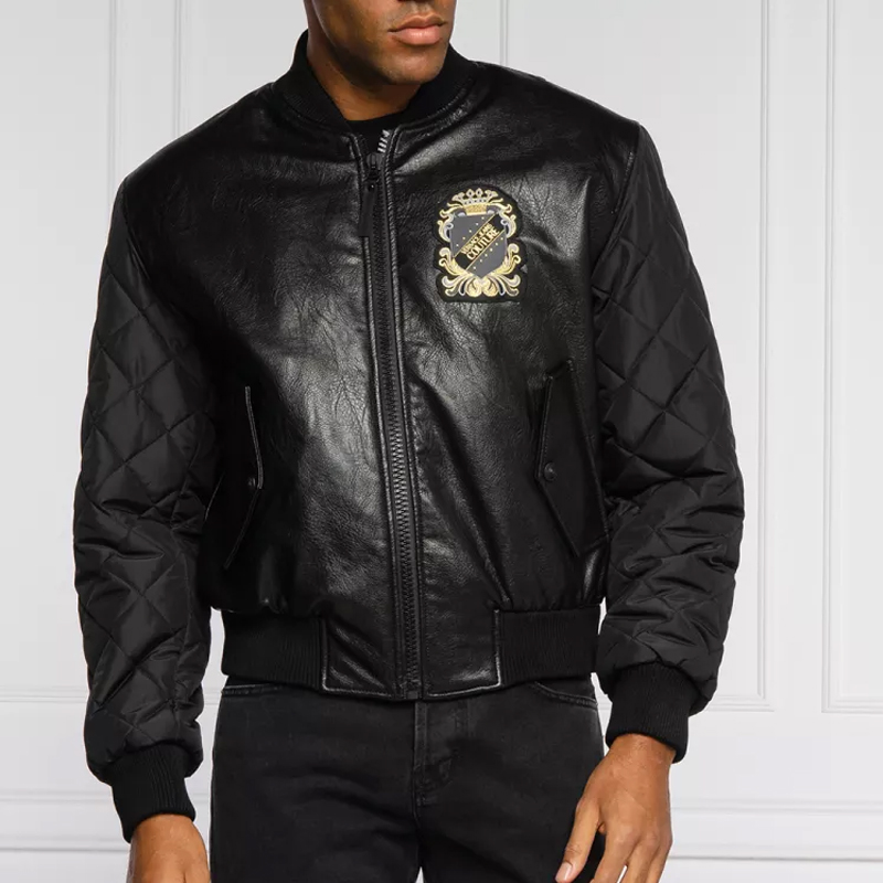 versacejeans/范思哲牛仔秋冬新款男士皮革夹克皮革皮衣外套ec1gzb912