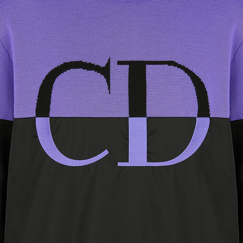 cd系列 男士紫色羊毛黑色拼色cd字母针织衫毛衣113m620at188