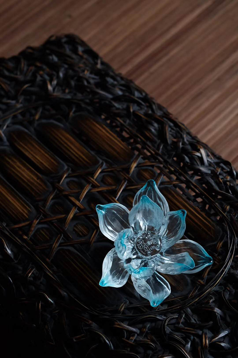 zhuyingzhai/竹影斋 古法琉璃莲花 莲花香插 摆件 佛前供花