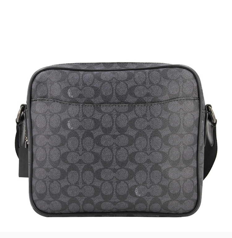 【包税 现货】coach/蔻驰 男士深灰色双c字母印花拉链开合单肩包斜