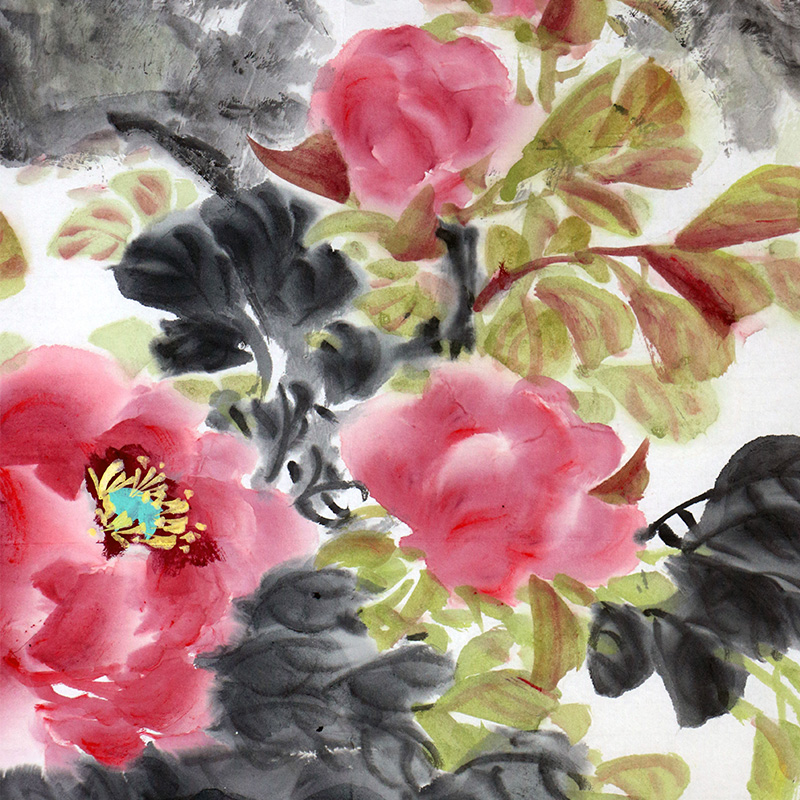 特价秒杀/画家梁建甫《花好月圆》69x138cm/传统水墨