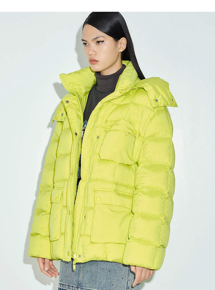 dzzit/dzzit地素20冬新款休闲宽松连帽大口袋羽绒服女士羽绒服3c4k