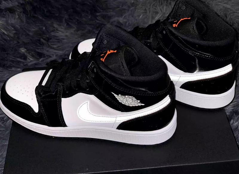 nike/耐克 air jordan 1 mid 秋冬新品 女款 aj1 黑白蓝 蓝熊猫 3m