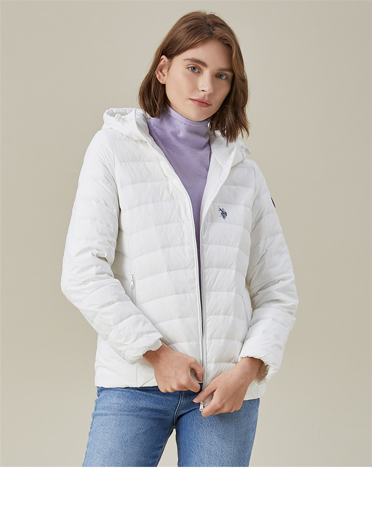 s.polo assn. 女士羽绒服 冬季女士白鸭绒连帽外套