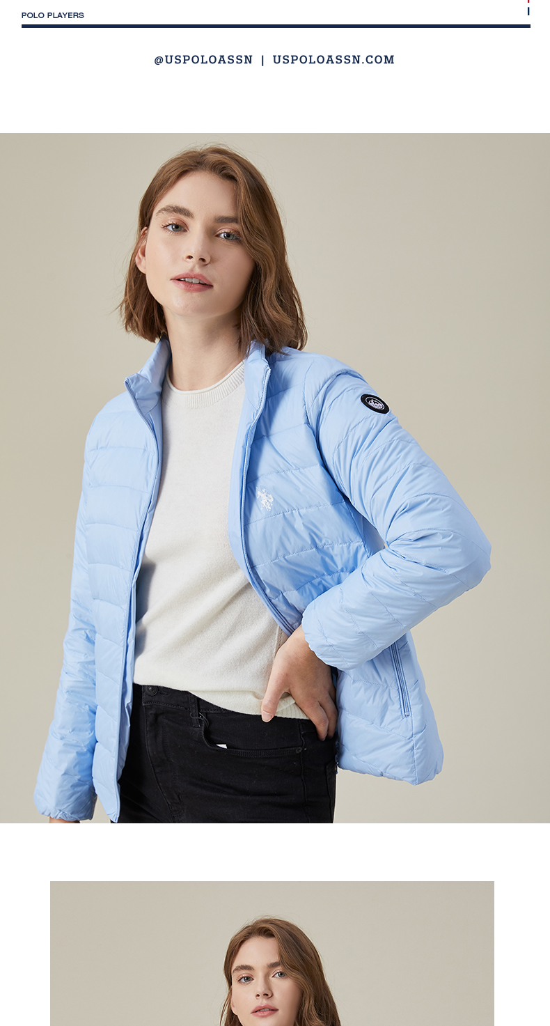 s.polo assn.女士羽绒服 冬季白鸭绒羽绒外套