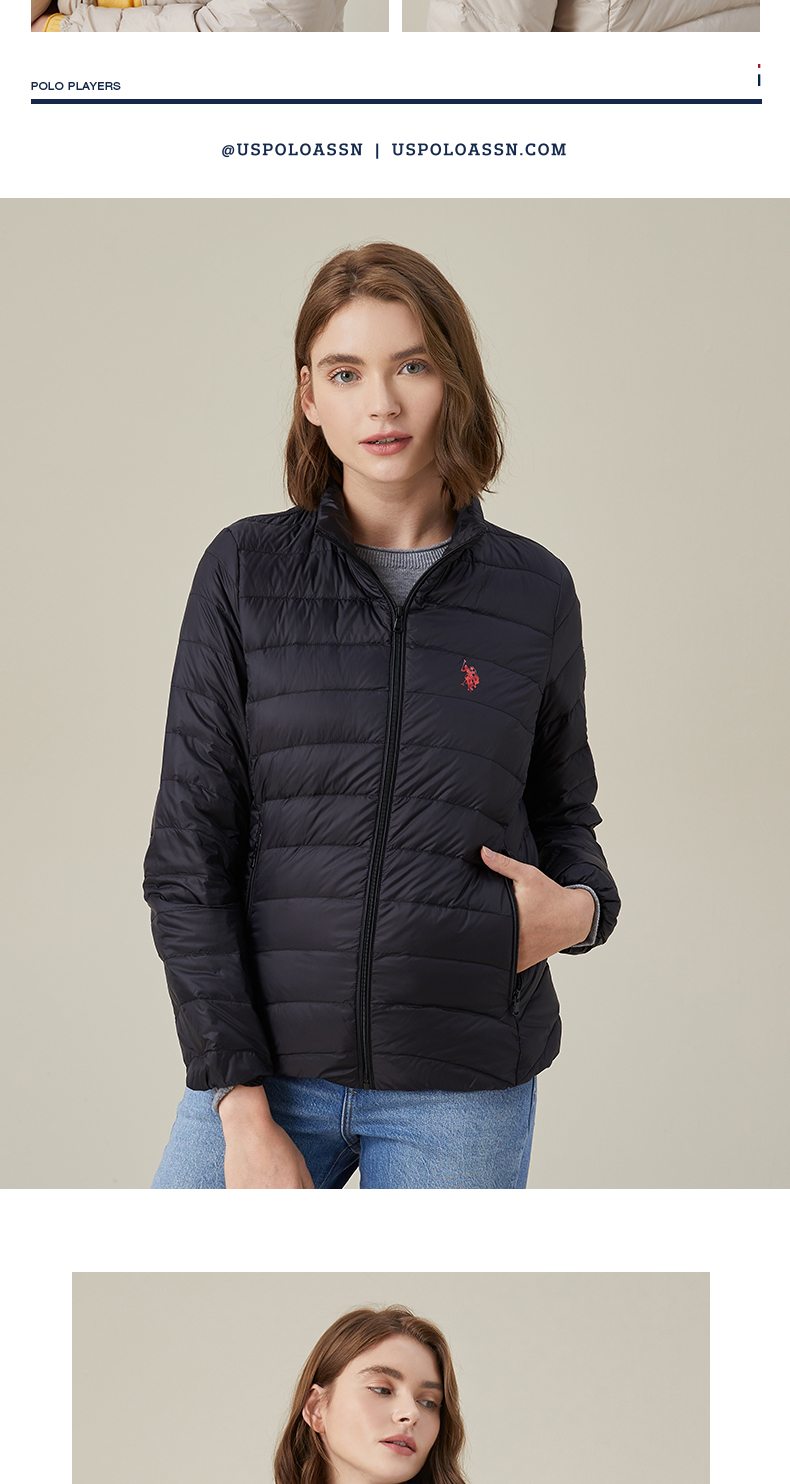 s.polo assn.女士羽绒服 冬季白鸭绒羽绒外套