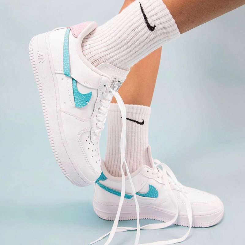 nike/耐克 air force1 20秋冬 女款 af1 粉蓝鸳鸯 断钩 马卡龙 空军