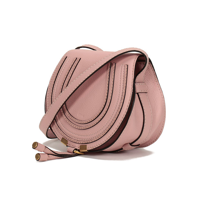 【包税】chloe/克洛伊 蔻依女包 marcie系列 女士浅粉色皮质圆形单肩